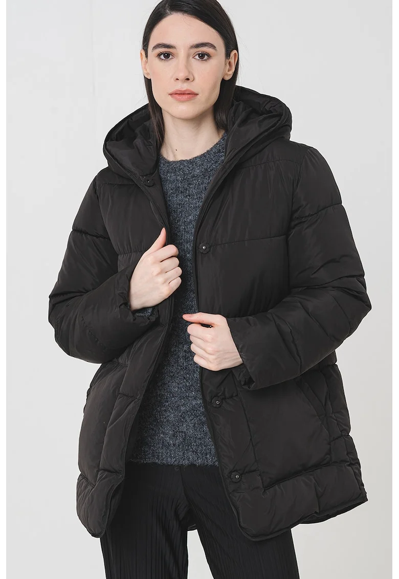 Geaca regular fit cu vatelina, Negru
