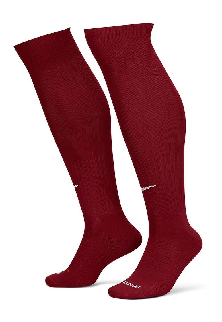 Sosete unisex lungi pana peste genunchi cu amortizare pentru fotbal Classic II, Rosu inchis