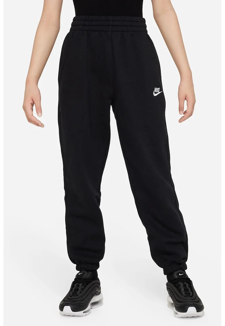 Pantaloni de trening cu talie inalta si snur, Negru