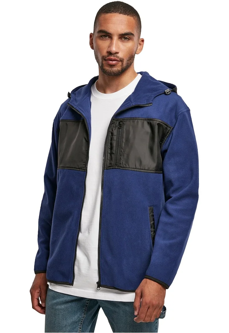 Geaca cu aspect de fleece, Negru/Albastru inchis