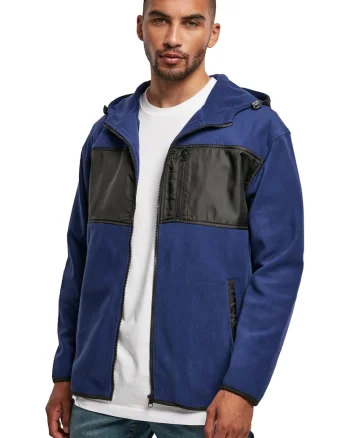 Geaca cu aspect de fleece, Negru/Albastru inchis