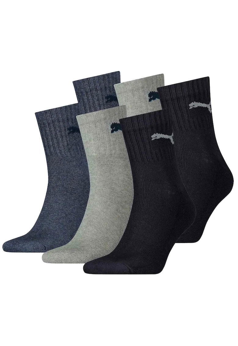 Set de sosete scurte unisex pentru tenis - 6 perechi, Gri inchis/Bleumarin