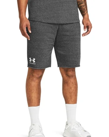 Pantaloni scurti din material terry, pentru fitness Rival, Alb/Gri melange