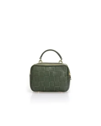 Borseta dama din piele naturala  Alfonsina, Verde masliniu, 22 x 16 x 11 cm