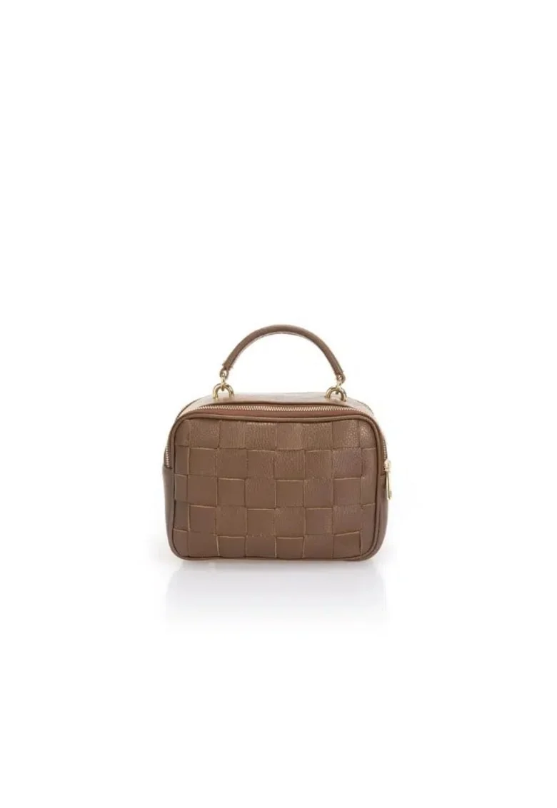 Borseta dama din piele naturala  Alfonsina, Maro inchis, 22 x 16 x 11 cm