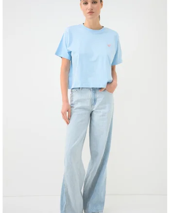 Tricou lejer din bumbac, Albastru pastel
