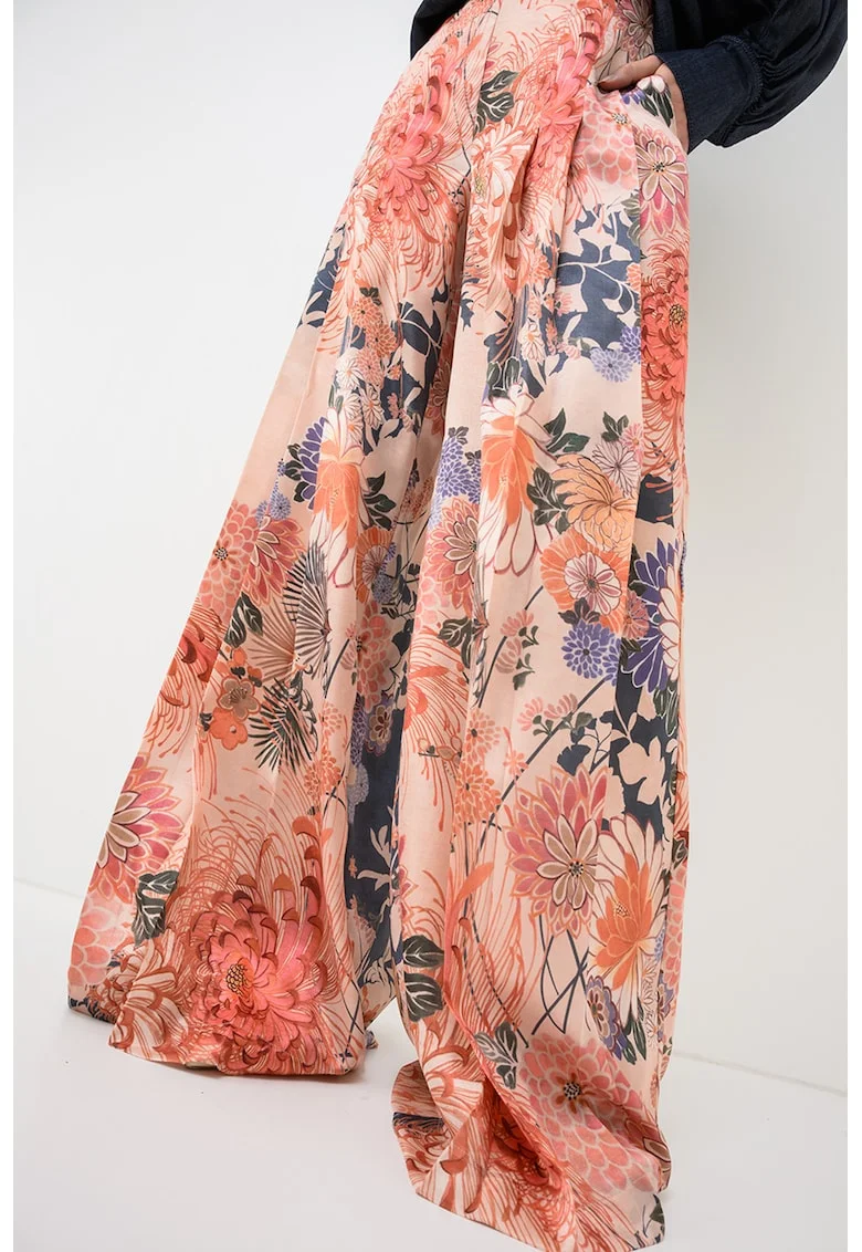 Pantaloni palazzo cu imprimeu floral, Multicolor