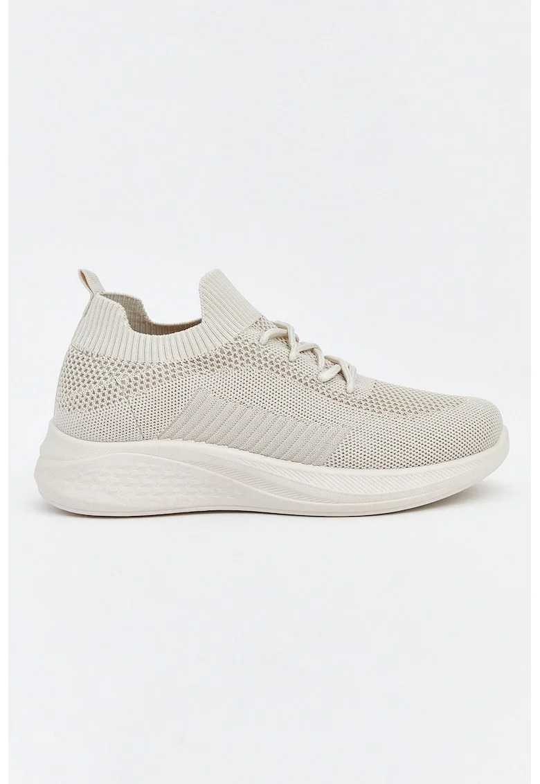 Pantofi sport textili cu sireturi, Grej