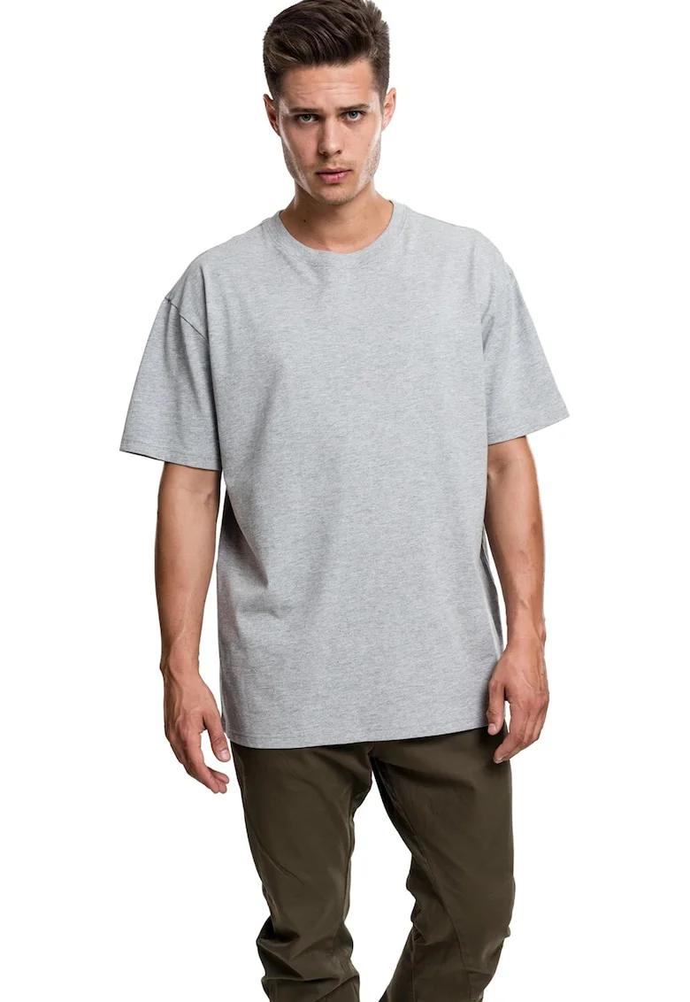 Tricou supradimensionat cu maneci cazute, Gri melange