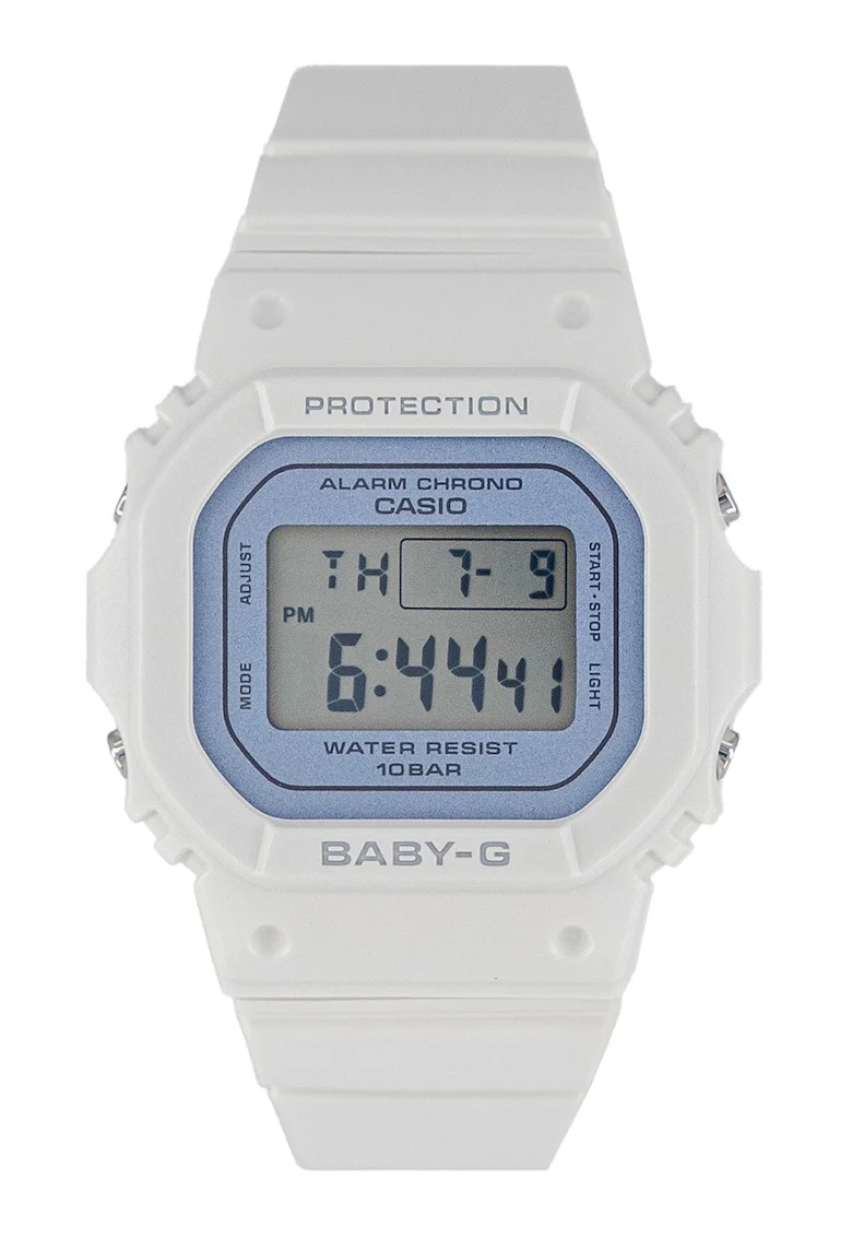 Ceas digital din rasina G-Shock, Argintiu/Alb optic