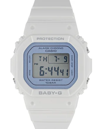 Ceas digital din rasina G-Shock, Argintiu/Alb optic
