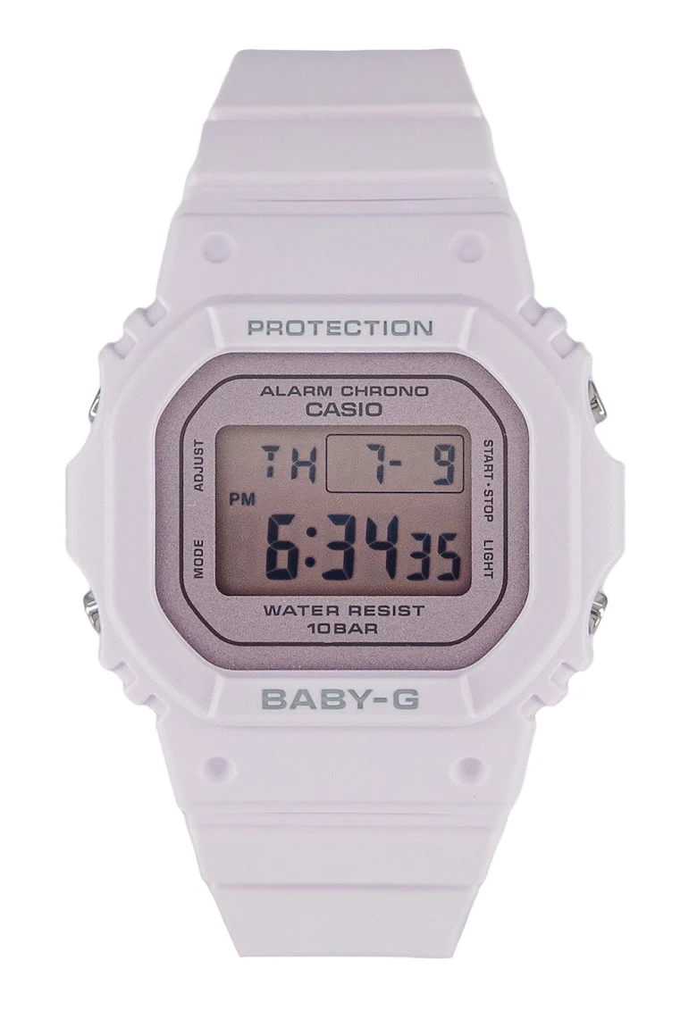 Ceas digital din rasina G-Shock, Argintiu/Liliac