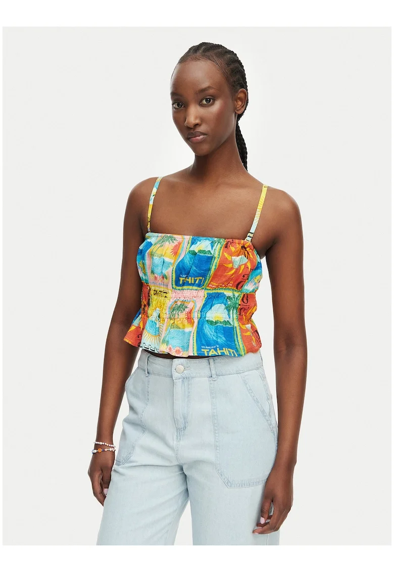 Top de dama,  multicolor, bumbac si viscoza, imprimeu grafic