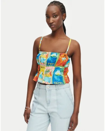 Top de dama,  multicolor, bumbac si viscoza, imprimeu grafic