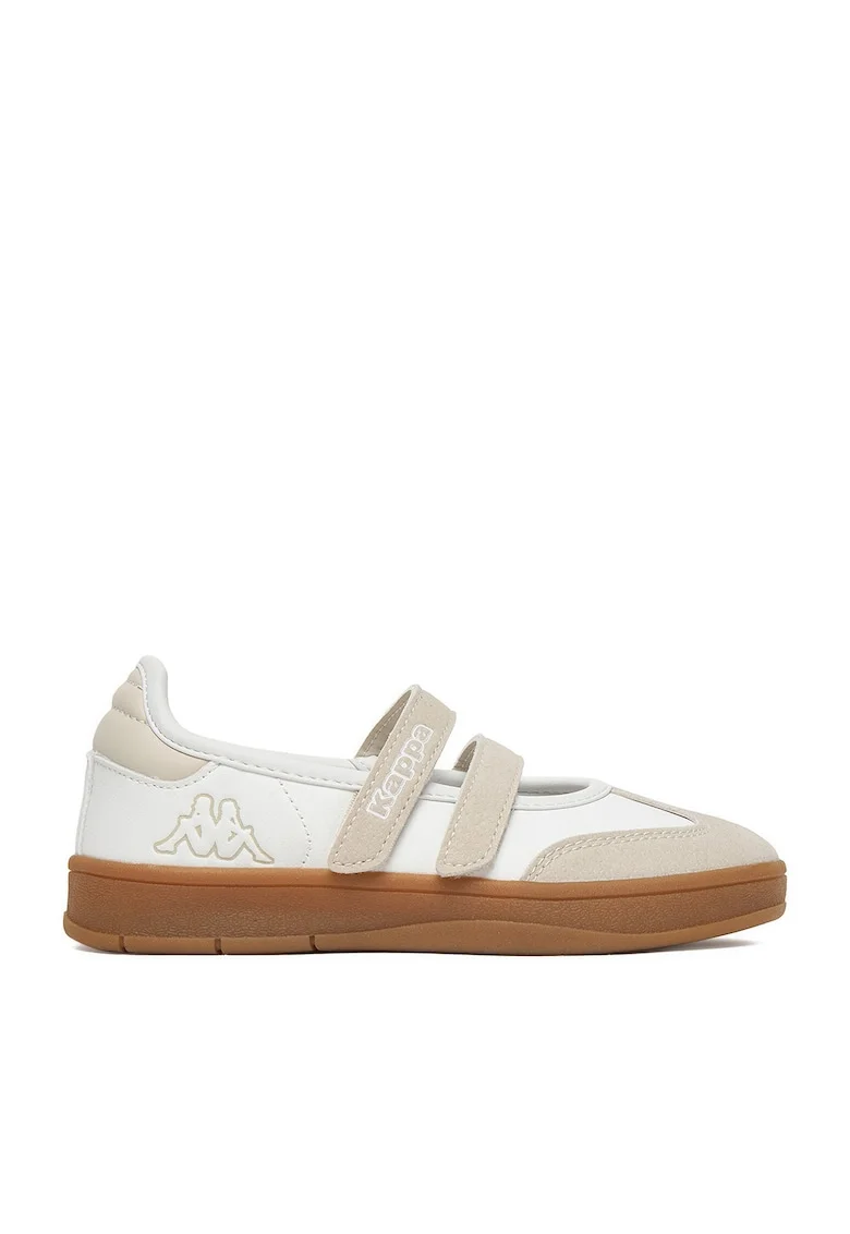 Pantofi sport copii,  inchidere cu scai, textil, Alb/Bej