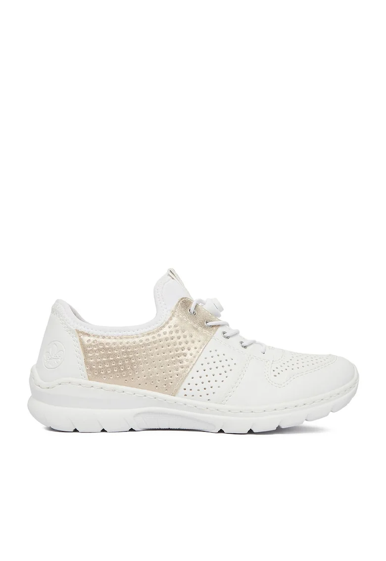 Pantofi sport dama  alb-auriu, piele ecologica, design modern