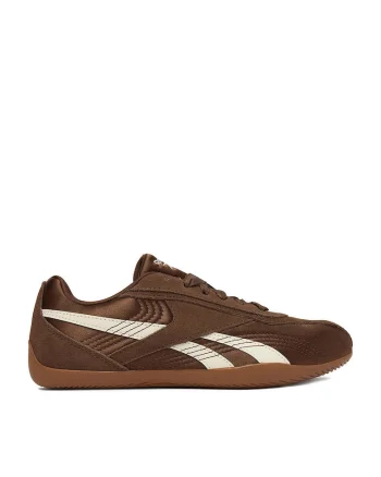 Pantofi sport dama  ULTRA, maro-alb, material textil si piele intoarsa, design sportiv