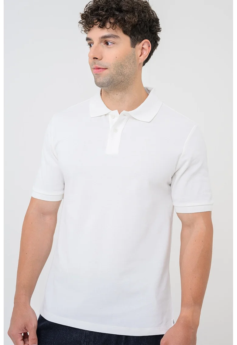 Tricou polo de bumbac, Alb optic
