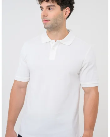 Tricou polo de bumbac, Alb optic
