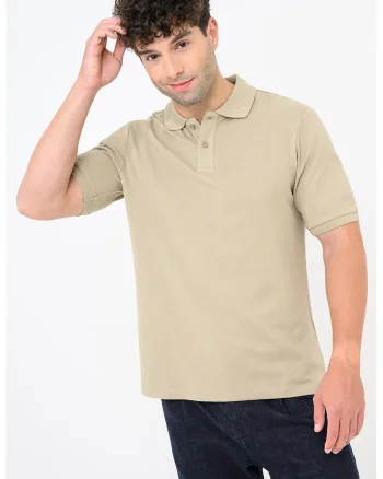 Tricou polo de bumbac, Maro camel