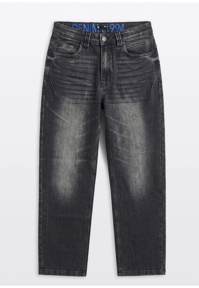 Blugi regular fit cu aspect decolorat