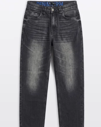 Blugi regular fit cu aspect decolorat