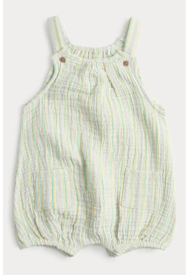 Salopeta din muselina cu dungi, Verde pastel