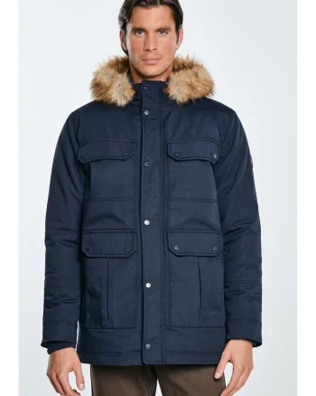Geaca parka rezistenta la apa, matlasata, cu gluga detasabila Kingsley 403, Bleumarin