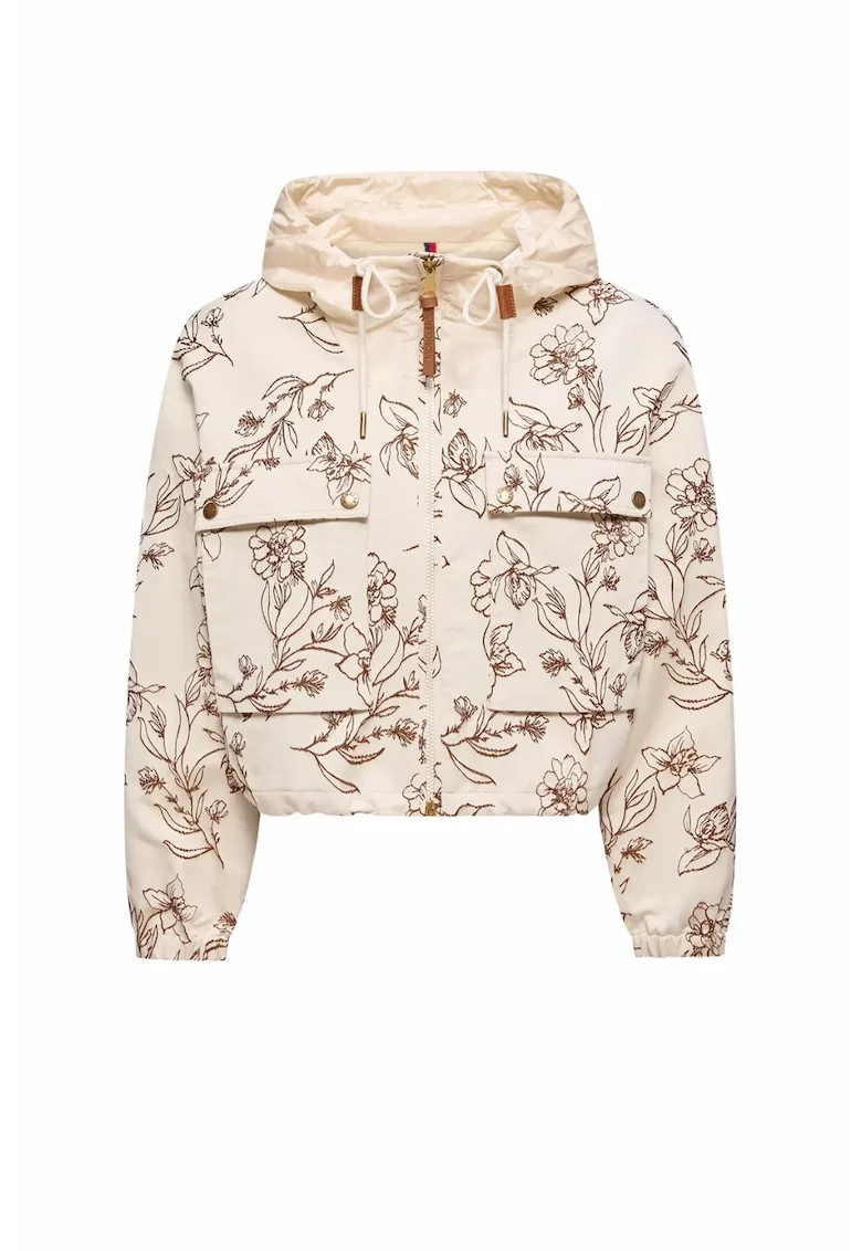 Geaca dama,  Nepeta Floral Print, Alb/Maro