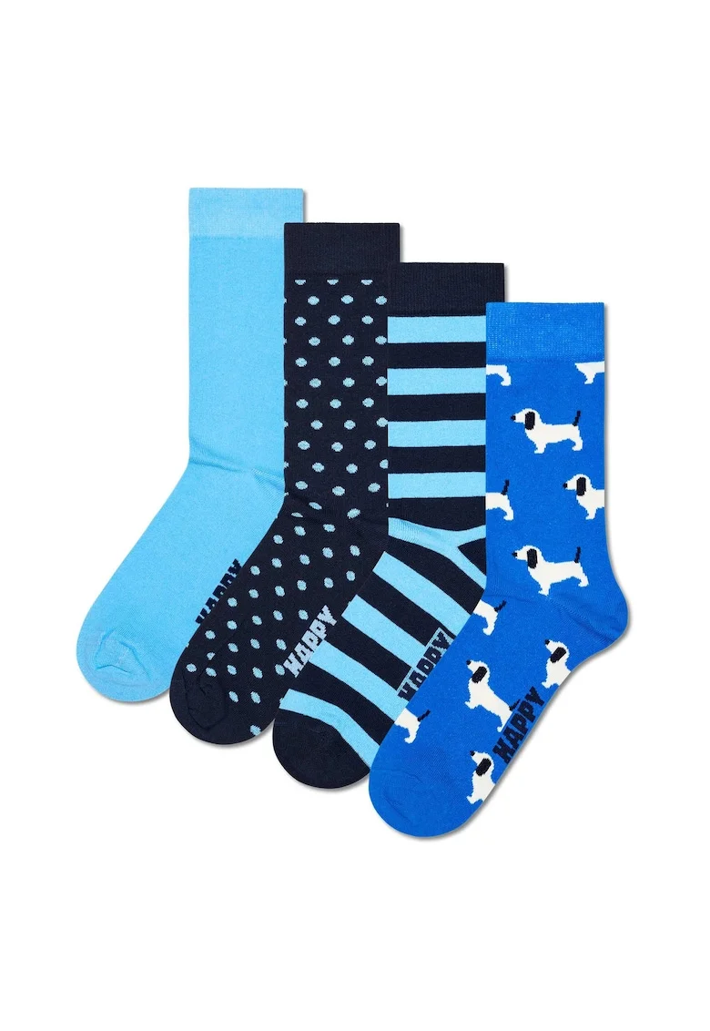 Set de 4 perechi de sosete lungi unisex cu model