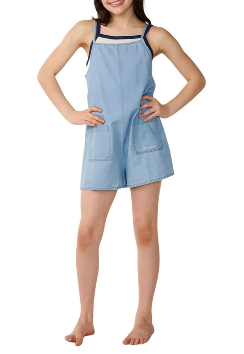 Salopeta scurta din chambray cu buzunare