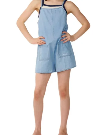 Salopeta scurta din chambray cu buzunare