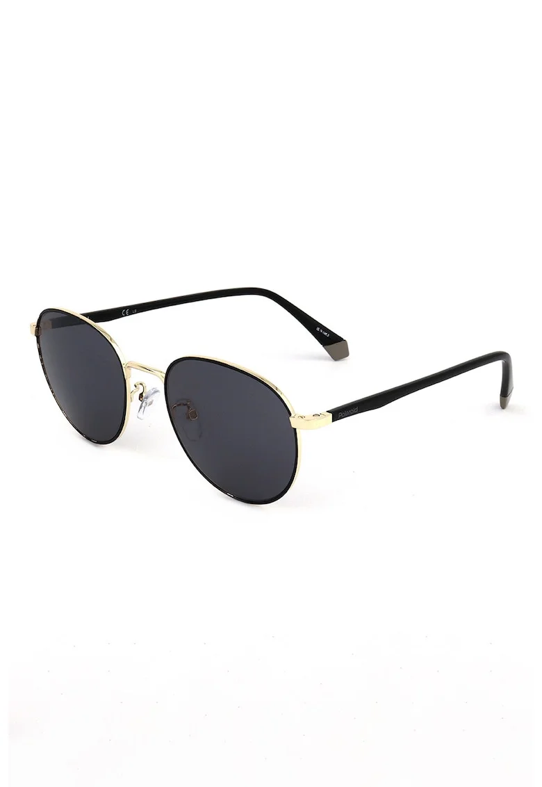 Ochelari de soare pantos unisex cu lentile polarizate, Negru/Auriu deschis