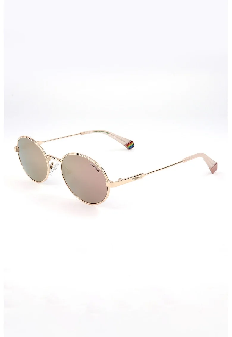 Ochelari de soare ovali cu lentile polarizate si model unisex, Auriu deschis