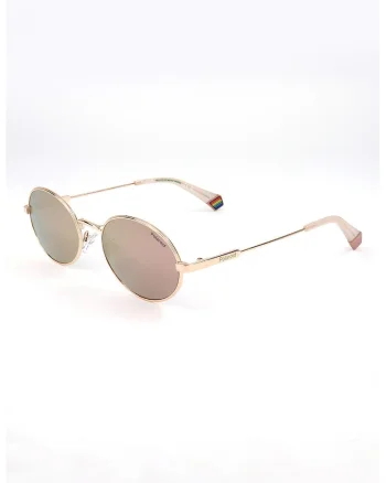 Ochelari de soare ovali cu lentile polarizate si model unisex, Auriu deschis