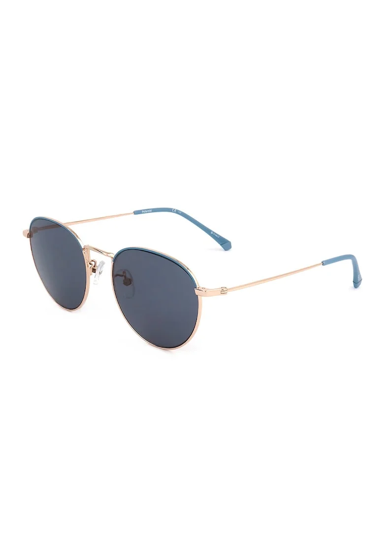 Ochelari de soare pantis cu lentile polarizate si model unisex, Albastru prafuit/Auriu deschis