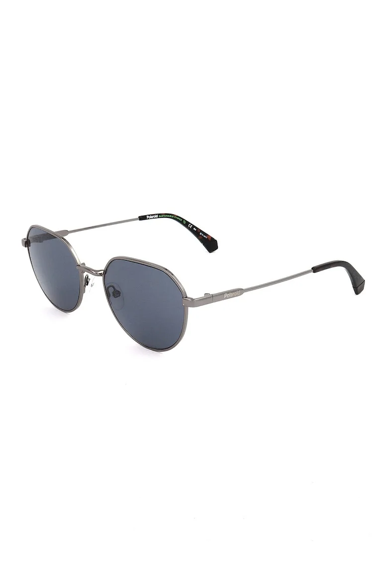 Ochelari de soare unisex cu lentile polarizate si rame metalice, Gri