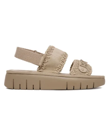 Sandale dama  bej, material textil, Bej