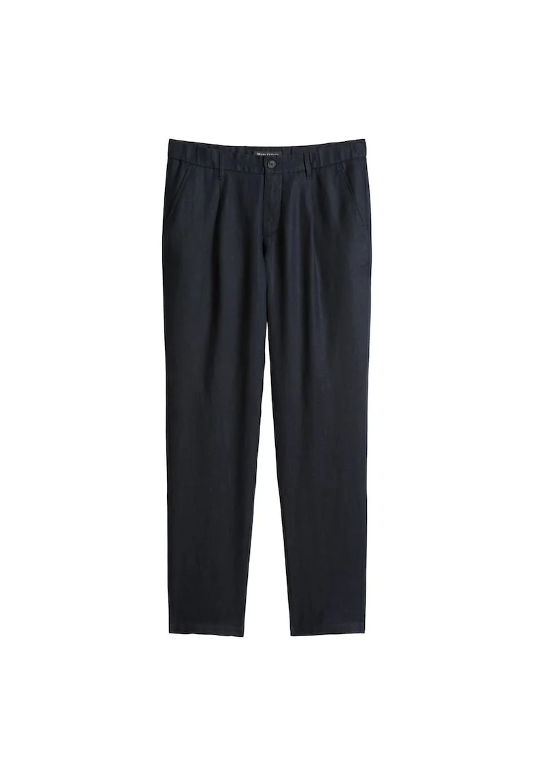 Pantaloni chino din in, Albastru inchis