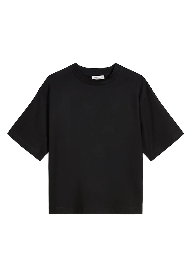 Tricou din amestec de modal cu maneci medii, Negru