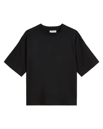 Tricou din amestec de modal cu maneci medii, Negru