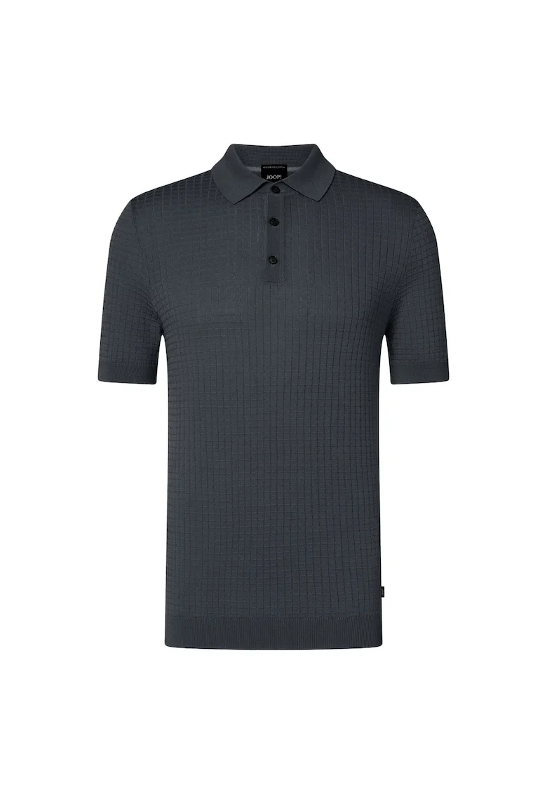 Tricou polo din bumbac cu aspect texturat, Albastru