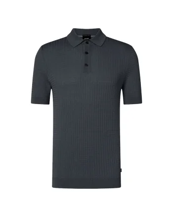 Tricou polo din bumbac cu aspect texturat, Albastru