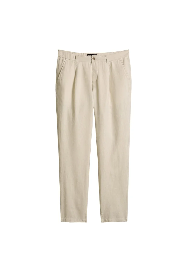 Pantaloni chino din in, Bej