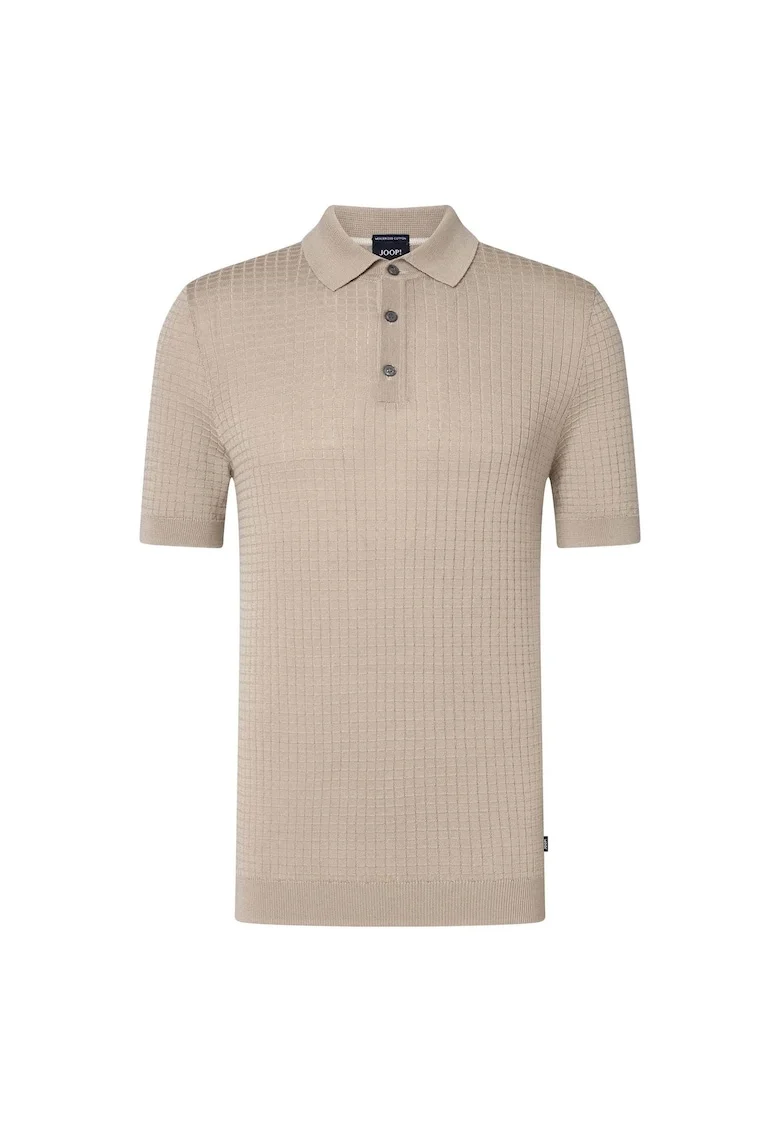 Tricou polo din bumbac cu aspect texturat, Bej