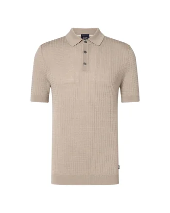 Tricou polo din bumbac cu aspect texturat, Bej