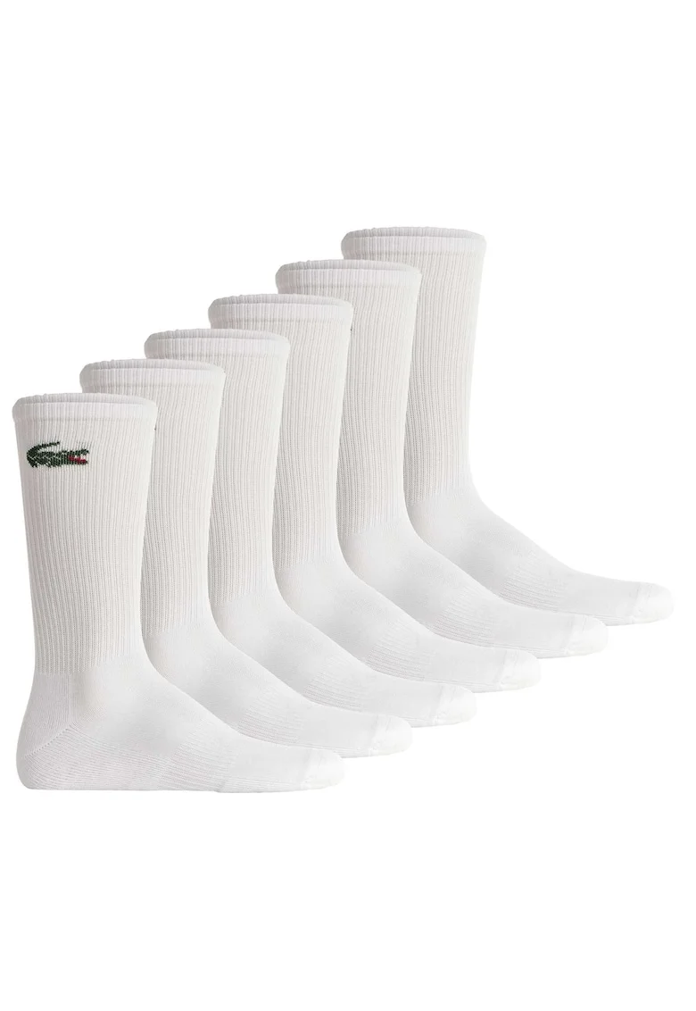 Set de 6 perechi de sosete lungi unisex cu detaliu logo, Alb