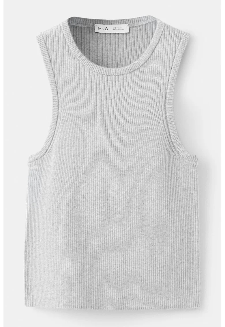 Top striat din tricot, Gri melange