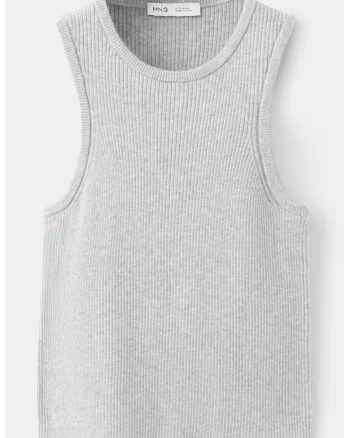 Top striat din tricot, Gri melange