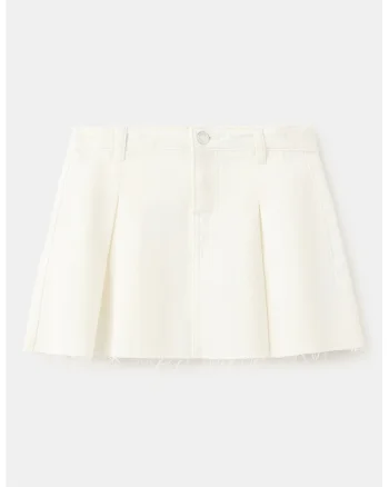 Fusta plisata din denim, Crem